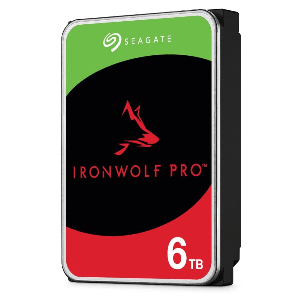 Seagate IronWolf Pro, 6 TB, NAS Internal Hard Drive, CMR 3.5 Inch, SATA 6 Gb/s 7,200 RPM, 256 MB Cache, for RAID Network Attached Storage, 3 years Rescue Services, FFP (ST6000NE000)