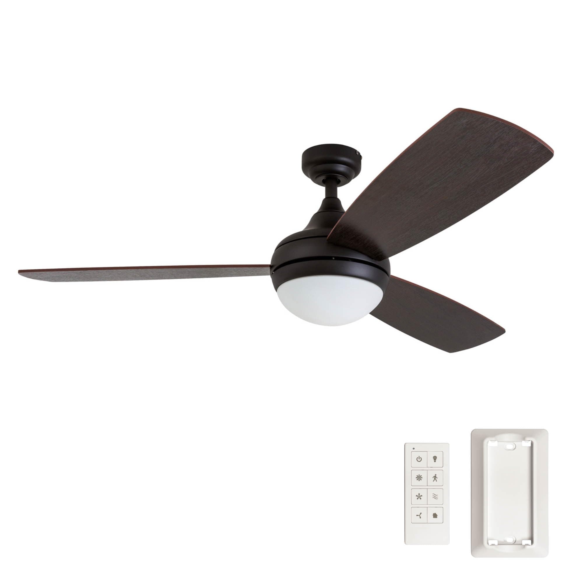Prominence Home Ashby Modern 52 Inch Ceiling Fan with Light, LED Fan with Remote Control, Tri-Mount Indoor Fan with 5 Blades, Gray Oak and Pewter Blade Finish Options, 51630-01 (Silver)