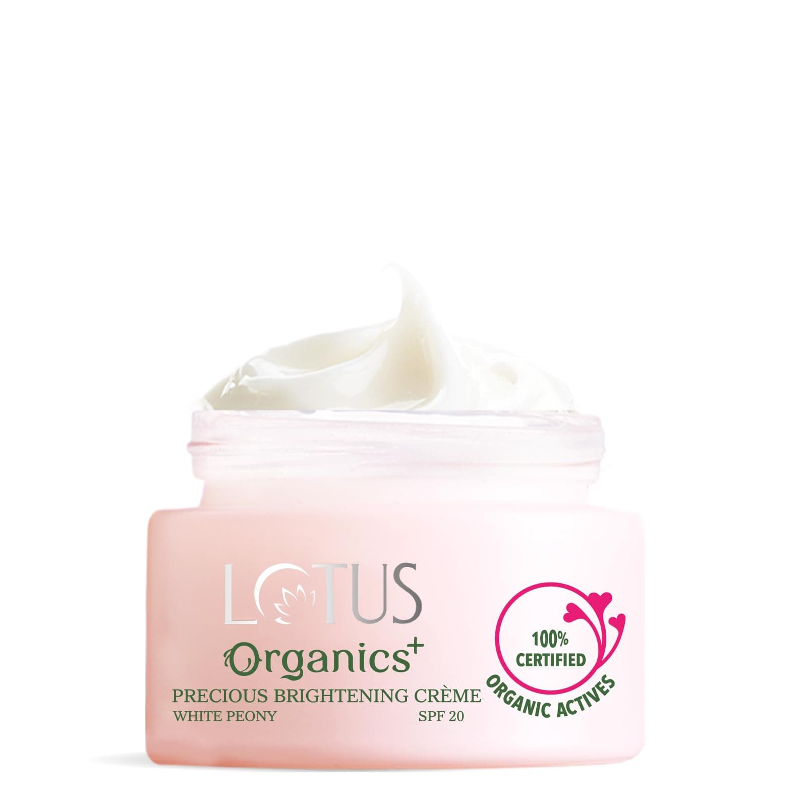 Lotus Organics+ Precious Face Cream With White Peony| Glowing Skin | For Dark Spots, Blemishes & Pigentation | SPF 20 | 100% Certified Organic White Peony | Sulphate & Paraben Free | 50g