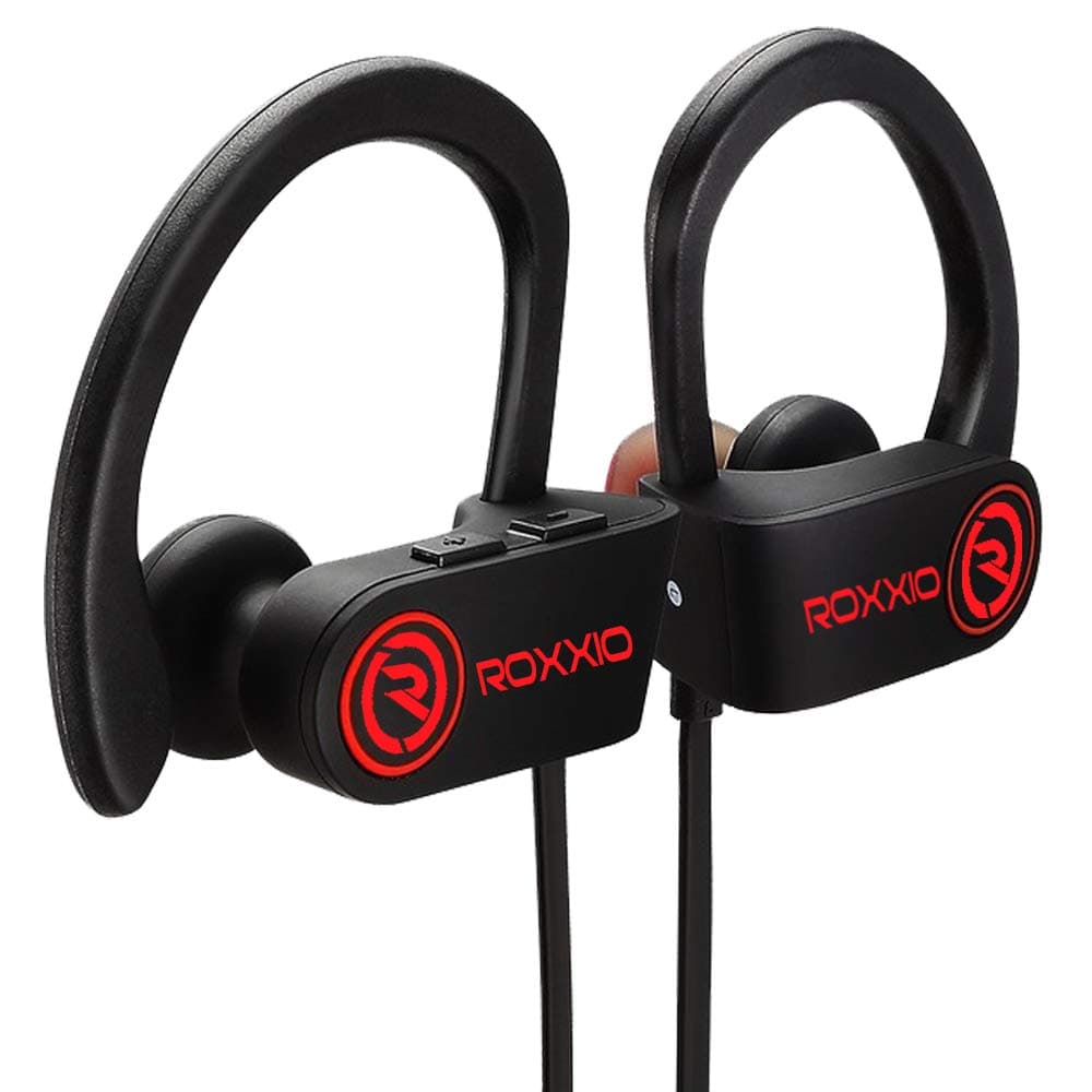 Roxxio Moov Wireless Bluetooth Earphone Sports Waterproof Headset with mic Hands Free Calling Headphones Best Sound extra Bass, Gym/Running/Jogging Black
