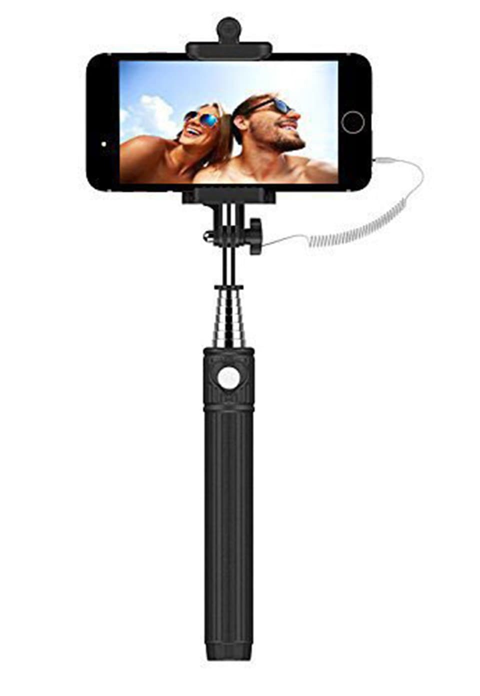 Selfie stick, Waloo™ Selfie stick mono-pod, 3-In-1 Self-portrait Monopod with built-in Remote Shutter w/Adjustable Phone Holder (Black)