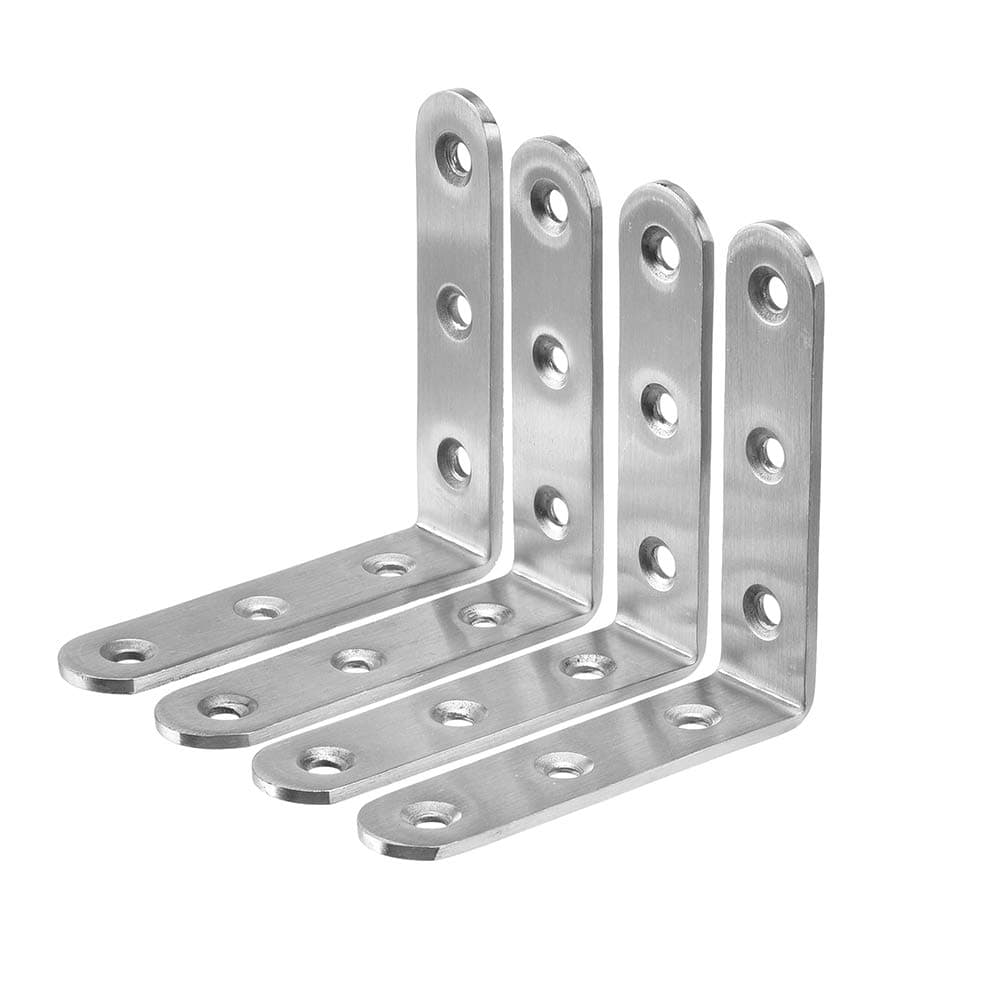 Rauken Shelf Bracket Corner Braces Joint Angle Bracket Shelf Support 80mm*80mm, SUS304 Stainless Steel Brushed Finish, 4 PCS, SBS80