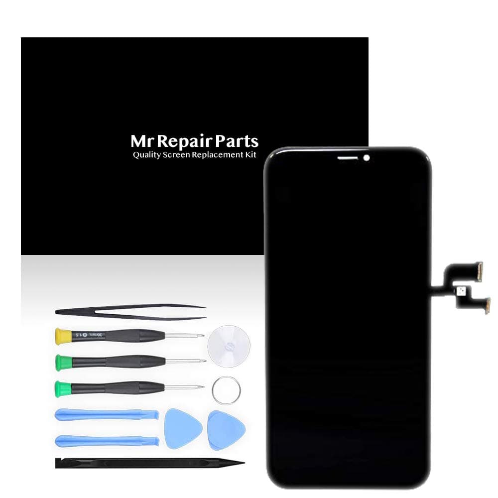 Mr Repair Parts Premium Quality iPhone X 5.8" Soft OLED 3D Touch Display Screen Digitizer Assembly Replacement + Repair Tools + 5D Tempered Glass Screen Protector + Waterproof Frame Adhesive Sticker