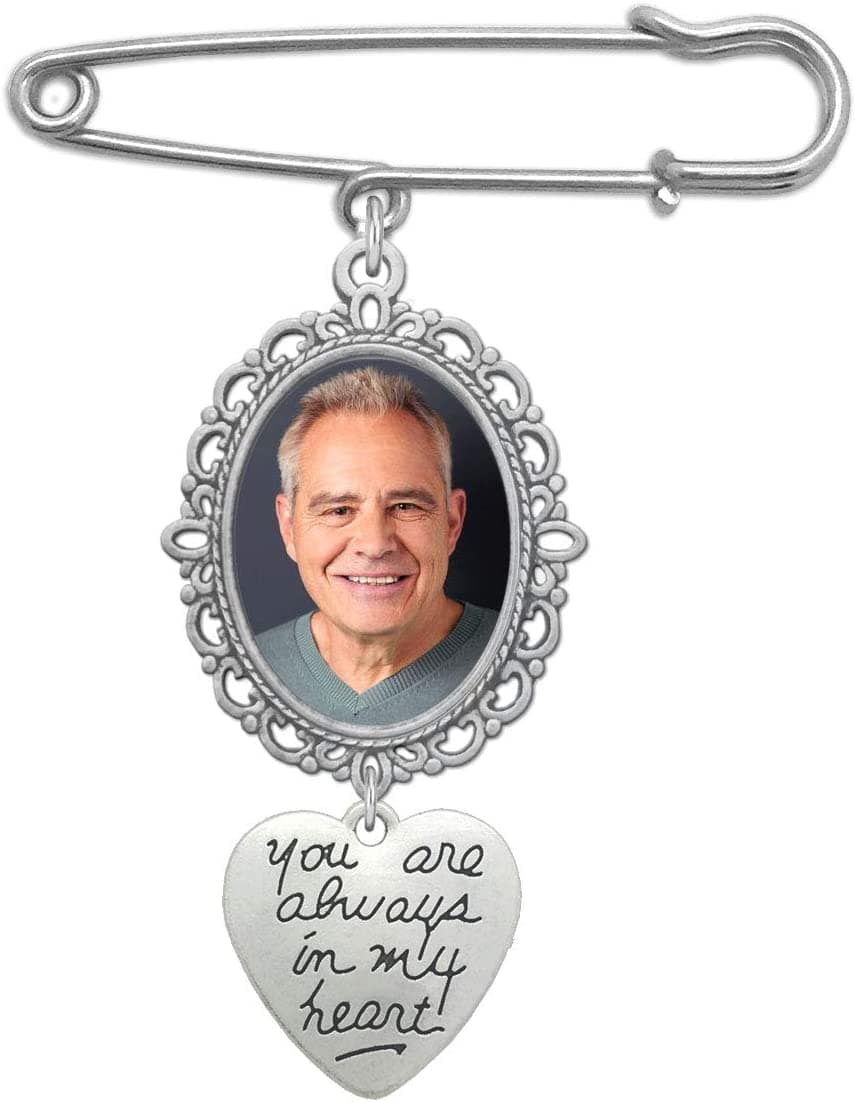 Comelyjewel Wedding Bouquet Photo Charm Lacy Oval Bridal Charm Walk Down The Aisle You are Always in My Heart Easy to Make