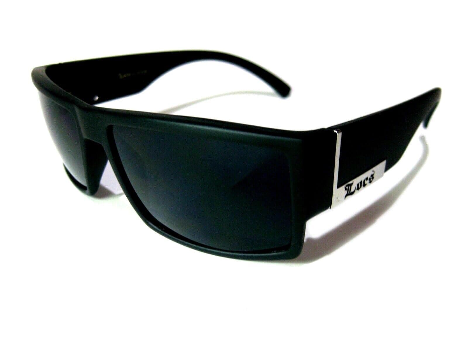 Mens Flat Top Gangster Sunglasses Black Silver Frame 91026