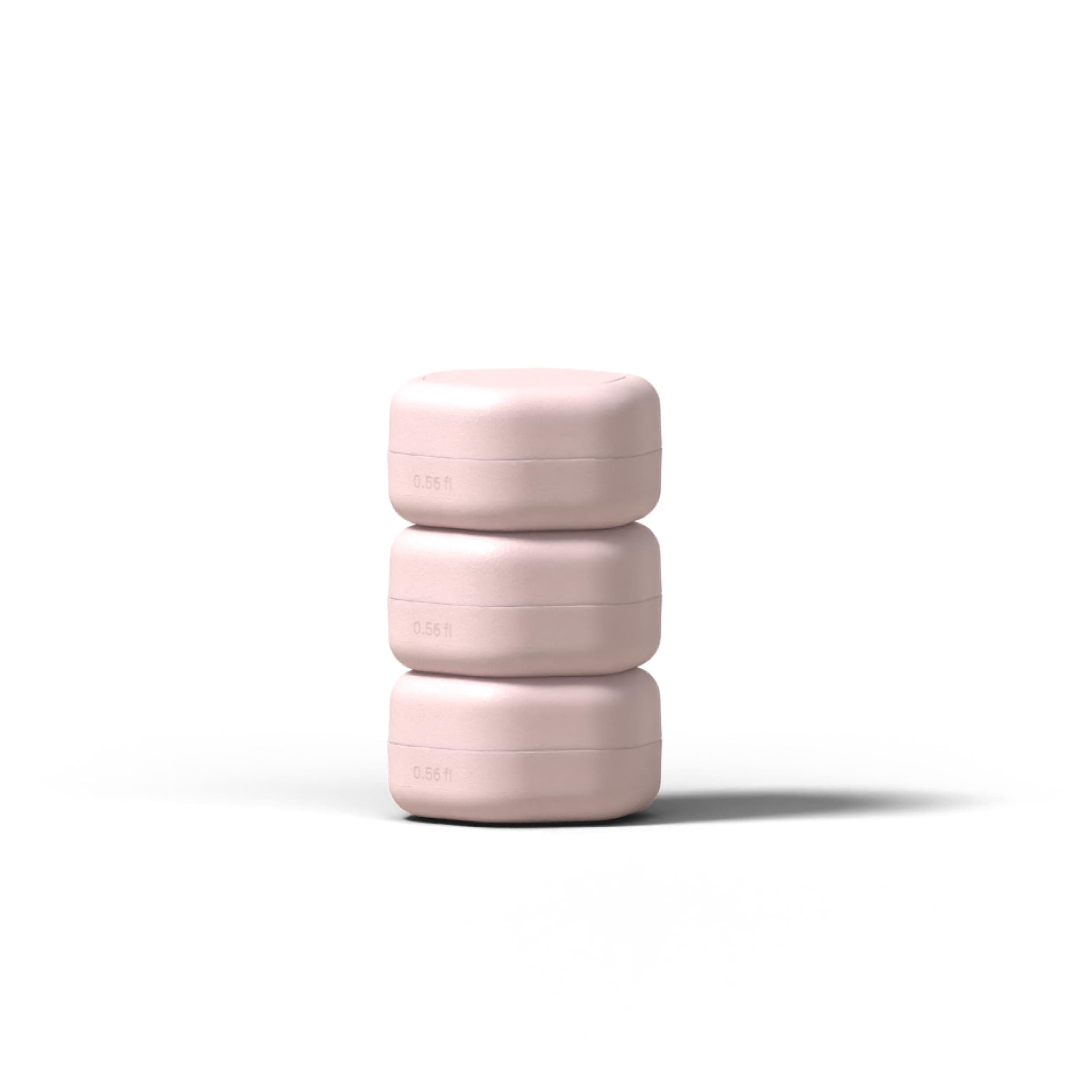 ケイデンストラベルコンテナ - ベーシックスキンケアセット - 磁気トラベルカプセル - 洗顔剤、保湿剤、日焼け止め用 - 小さなカプセル3個(0.2オンス) クレンザー、モイスチャライザー、サンアイコンラベル付き - 花びら