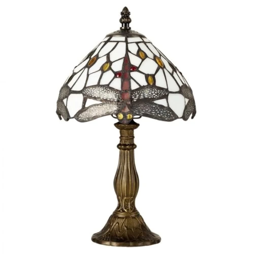 MiniSun | Tiffany Style Antique Brass Effect Table Lamp with a Jewelled Glass Shade | Table Lamps, Home Décor & Improvement Essential