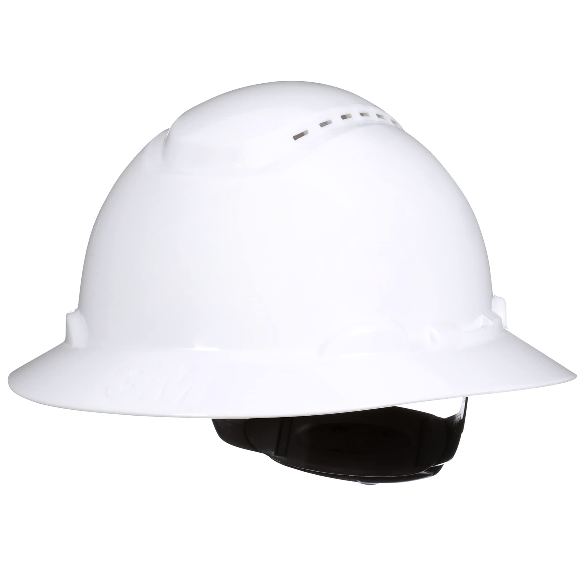 SecureFit Hard Hat SecureFit H-801SFV-UV, White, Vented Full Brim Style Safety Helmet with Uvicator Sensor, 4-Point Pressure Diffusion Ratchet Suspension, ANSI Z87.1, Medium
