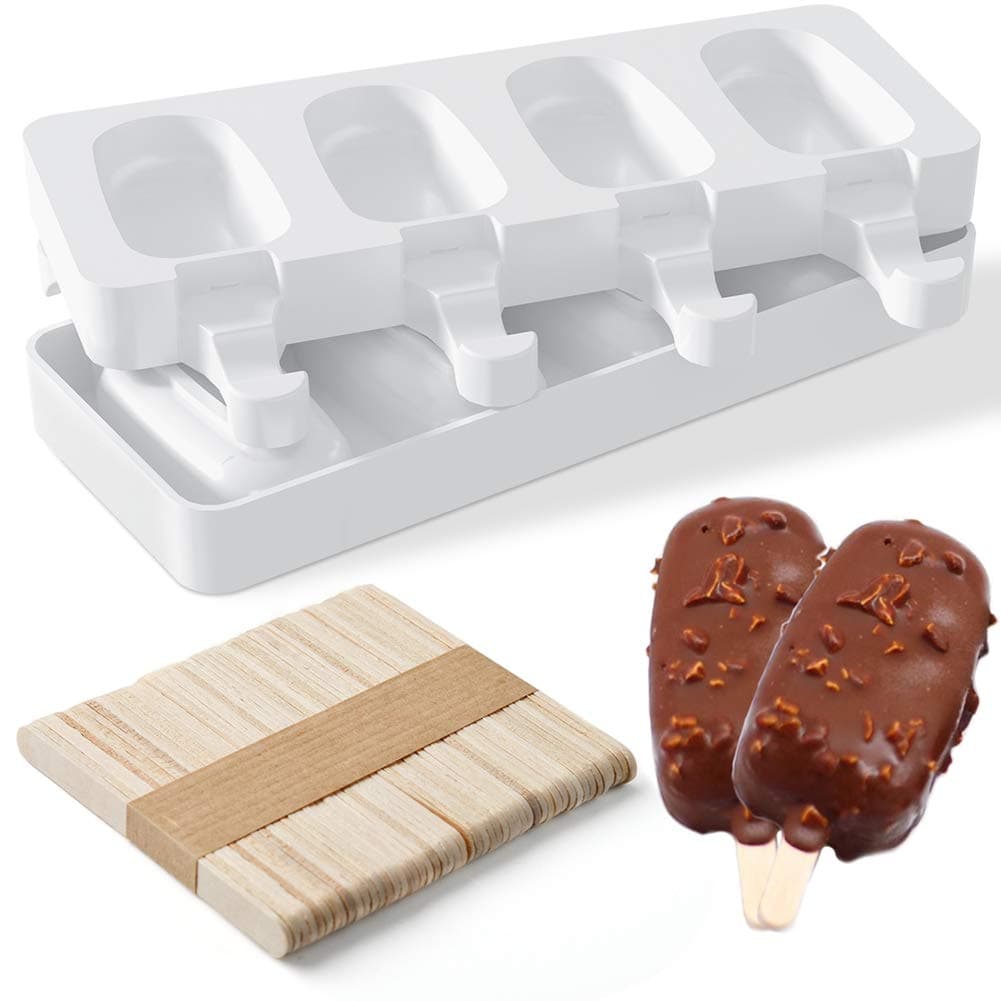 Ice Lolly Moulds, FAPPEN Silicone Popsicle Molds, 8 Ice Lolly Makers with 50 Sticks, Food Grade BPA Free Ice Cream Mould for Kids Adults Dessert Chocolate DIY