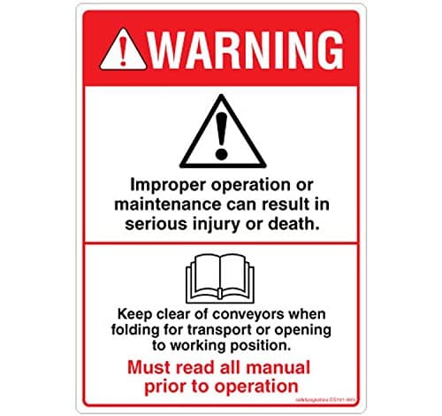 DS101-A6PC-01 Warning: Read Manual, Material: 3M Self Adhesive + Lexan - 0.25 mm Pack Of 1 105 L X 148 W