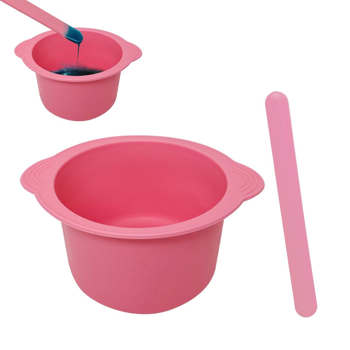 Silicone Wax Bowl Non-Stick Hair Removal Pot Liner with Wax Spatula (Pink)
