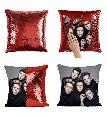 Direction Group Members One OD12 Sequins 16x16 Pillow Cover with 18x18 inch Insert Girly Stuff Boys Xmas Present (Cover + Insert)