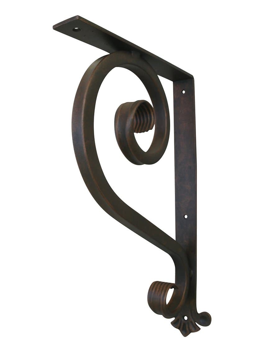 Shoreline Large Wrought Iron Support Bracket- Unique Heavy Duty Decorative Angle Support 11”X 22”-Old Copper