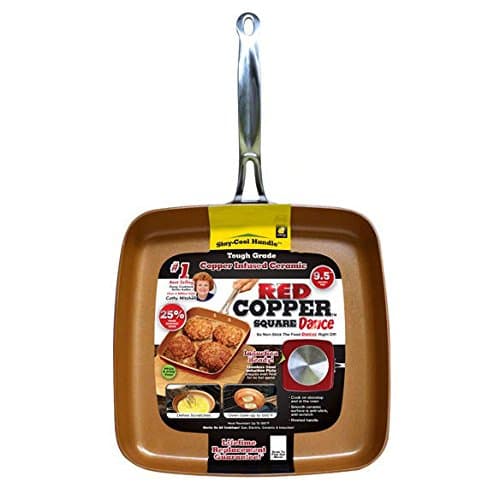 Red Copper Non-Stick Square Dance Pan