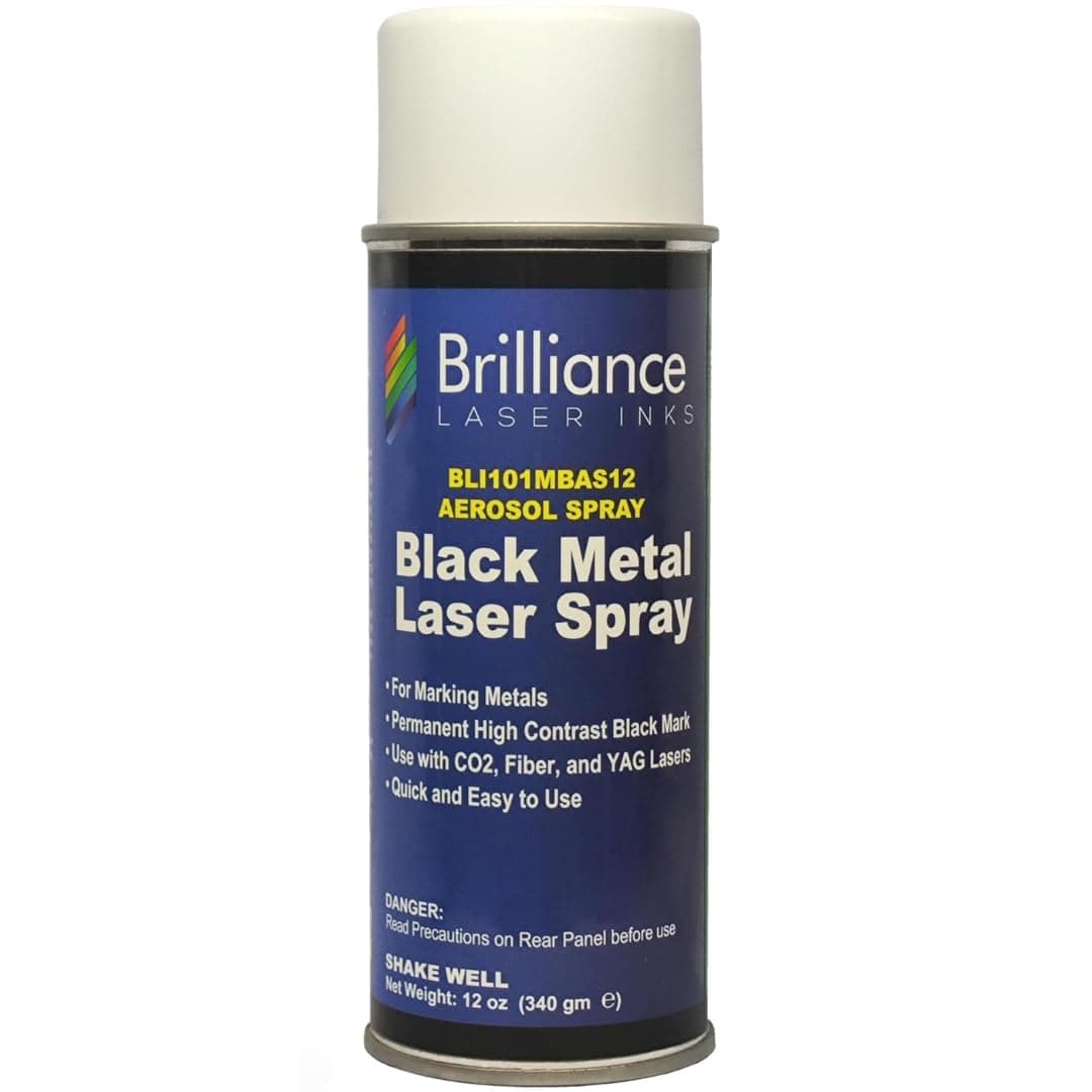 "Brilliance Laser Inks" -BLI101-12 Oz. Black Laser Ink Aerosol for Metals Marking with CO2/Fiber/YAG