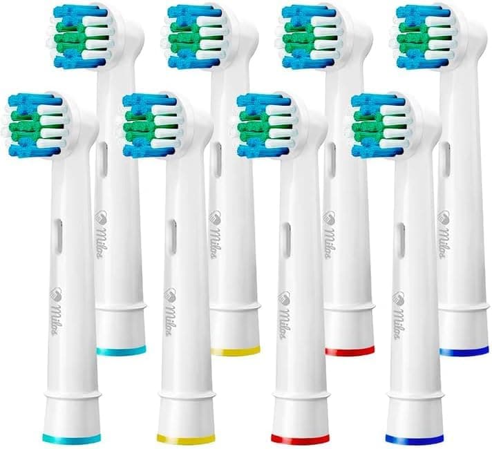 Milos Replacement Electric Toothbrush Head Set - 8-Pack of Replacement Toothbrush Heads Compatible w/Oral B and Braun - Teeth Cleaning Accessories