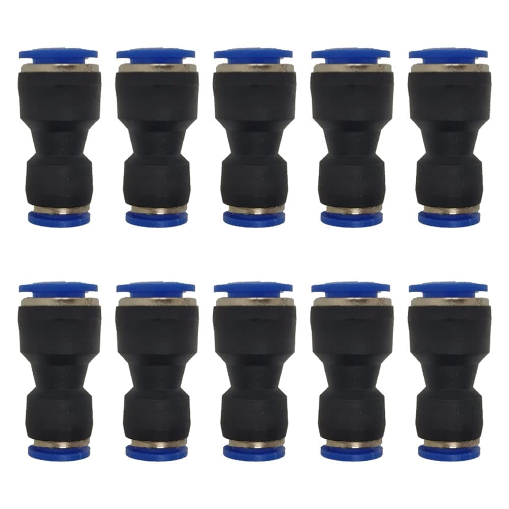 zjxed 10mm OD x 8mm OD Pneumatic quick Connector Push to Connect fittings Straight reducer Union/Coupler (Pack of 10