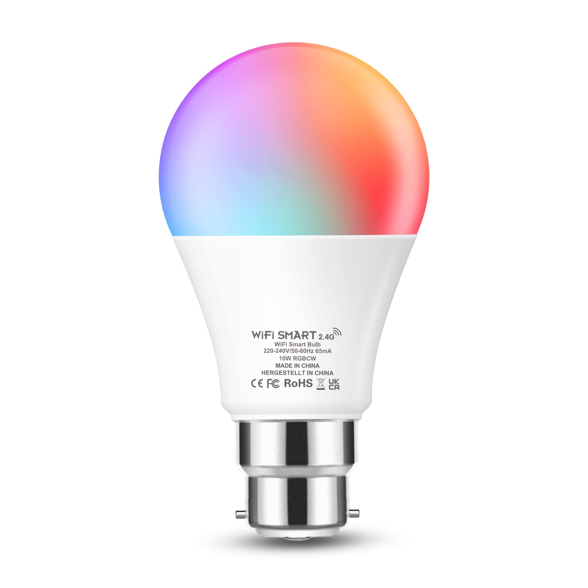 Fulighture Smart Bulb, WiFi LED Alexa Light Bulbs, B22 Bayonet Dimmable White and RGB Color, Compatible with Alexa and Google Home, 10W(60W Equivalent), 850LM, No Hub Required