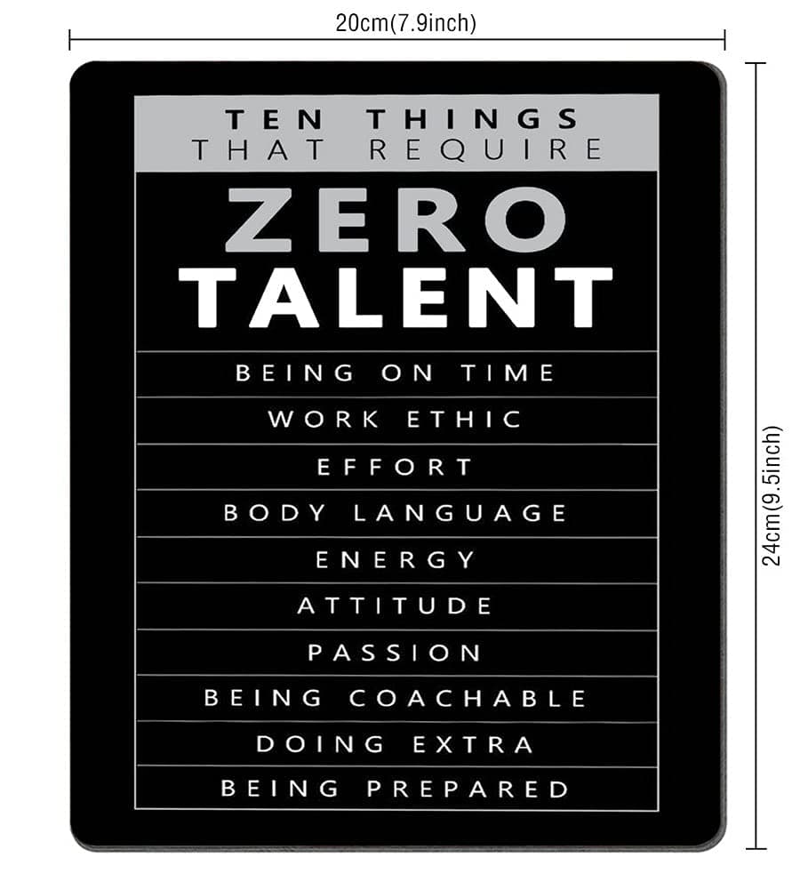 SSOIU Gaming Mouse Pad Custom, Inspirational Office Mouse pad Motivational Positive Quotes Ten Things That Require Zero Talent Rectangle Mouse Pads for Computers Laptop 9.5 X 7.9 Inch