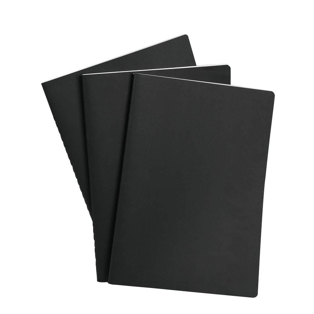 3Pcs A4 Sketch Notebooks Kraft Cover 80 Pages Starter Sketch Notebooks Blank Sketch Book Artist Sketches Books with White Cartridge Paper Sketch Pad Art Notebooks for Mixed Media Use (Black)