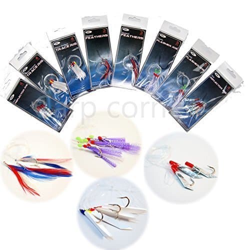 NGT 8 Packs Bass Mackerel Feathers Cod Lure Lures Sea Fishing Boat Tackle Rigs