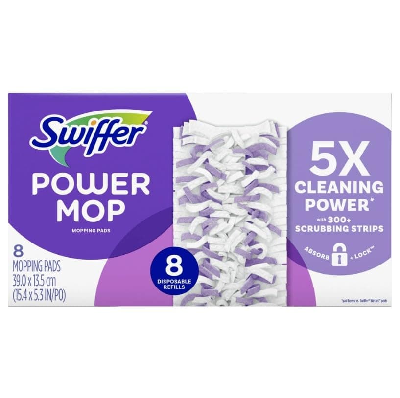Swiffer PowerMop Multi-Surface Mop for Floor Cleaning, Mopping Pad Refills for Floor Cleaning, 8 Counts