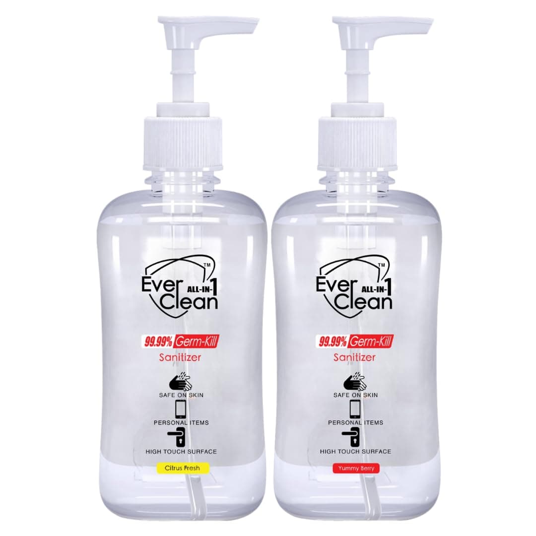 All-in-1 Sanitizer Citrus Fresh & Yummy Berry 500mL | Clinically Proven 99.99% Germ Kill, Natural Ingredient Extract, Disinfects and Sanitizes Hands, Personal Items, High-Touch Surfaces, Antibacterial, Quick Dry, Non-Sticky & Safe on Skin (Pack of 2)