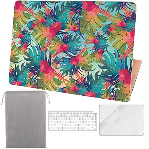 Sykiila for 2020 2019 MacBook Air 13 Inch Case New Model A2179 A1932 with Touch ID & Retina Display 4 in 1 Hard Shell Case & Sleeve & HD Screen Protector & Keyboard Cover - Palm Leaf