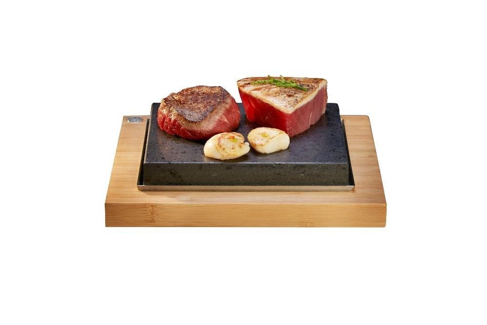 The Sizzling Steak Plate from SteakStones. A Hot Stone Cooking Set for Individual Use or Sharing. As Seen On Dragons Den