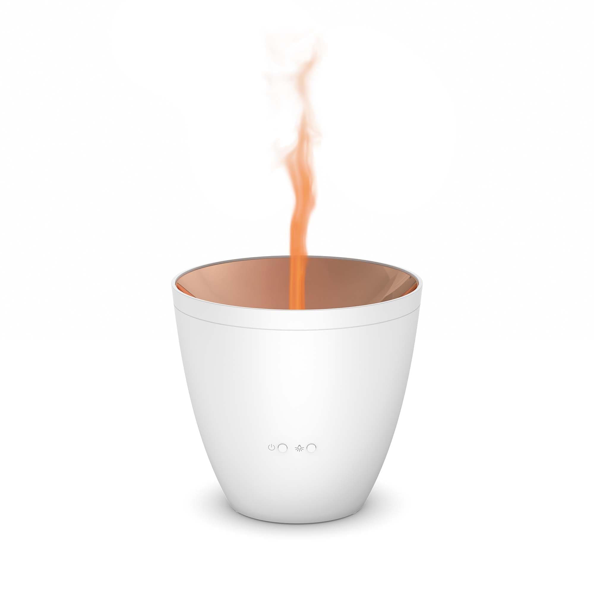 Stadler FormAroma Diffuser Zoe, diffuses Essential Oils of Your Choice, with Unique Flame Effect, for Relaxing Aromatherapy, with ultrasonic Technology, White