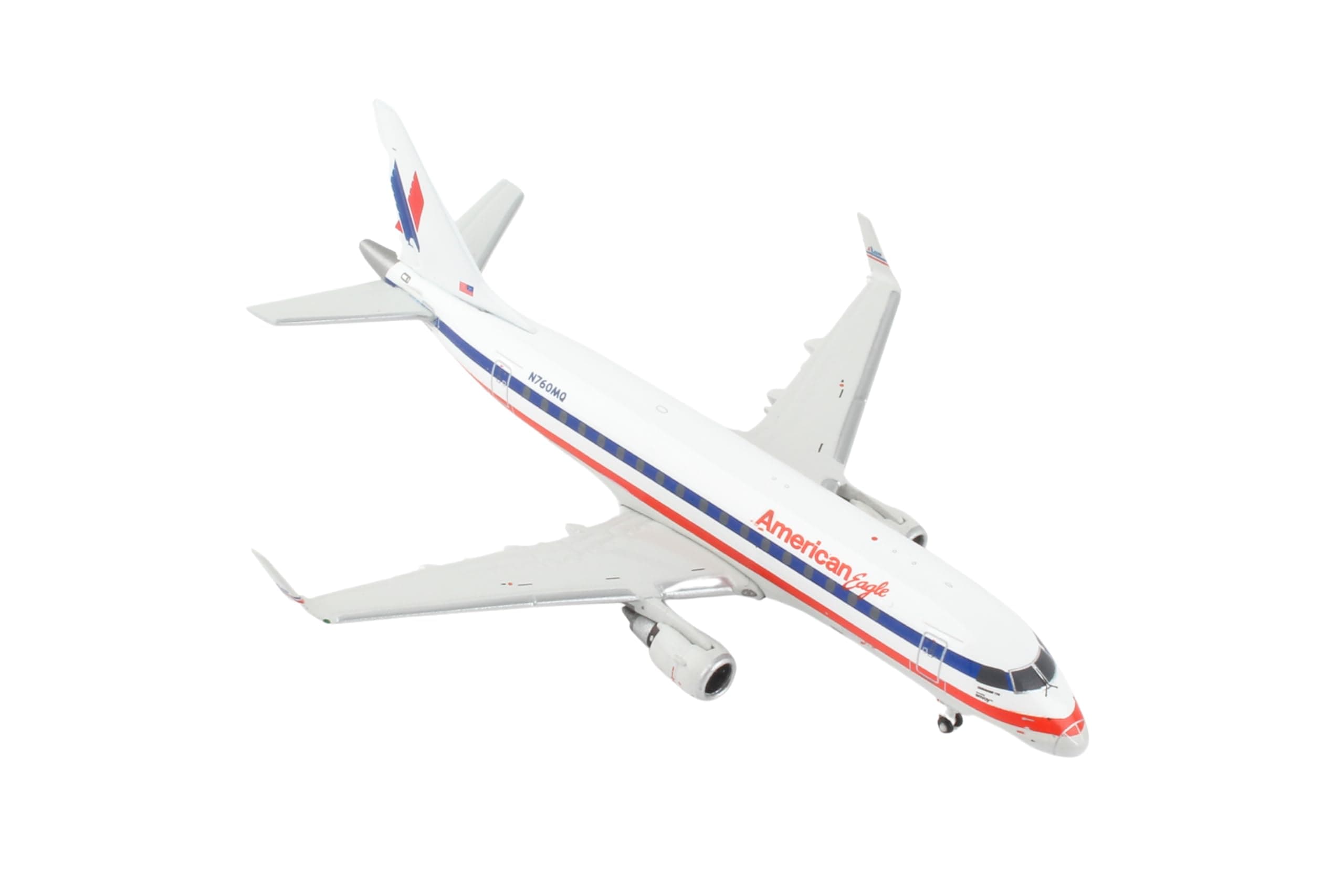 Embraer ERJ-170 Commercial Aircraft American Airlines - American Eagle White with Blue and Red Stripes 1/400 Diecast Model Airplane