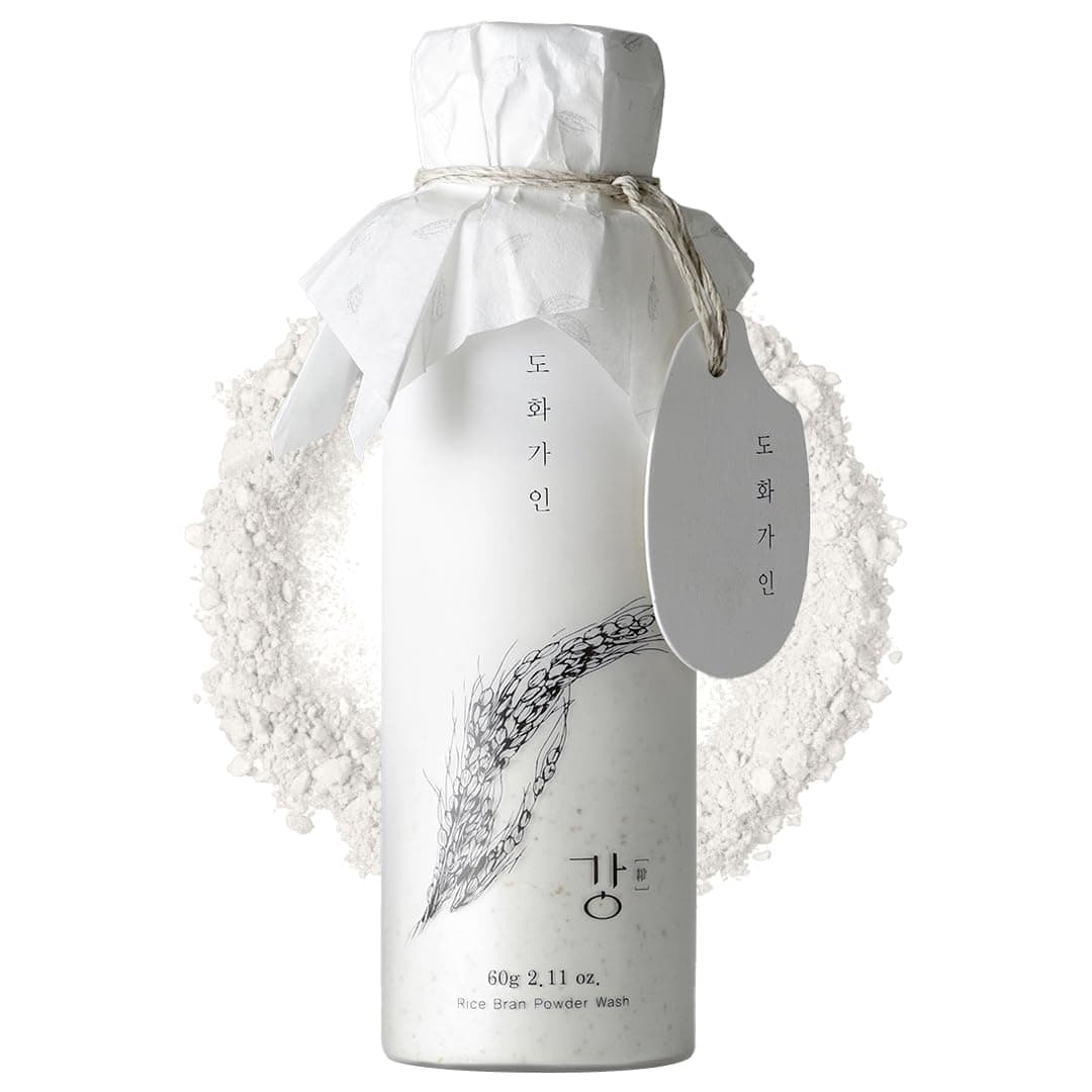 Rice Bran Powder Wash | Mild Exfoliating Face Wash for Sensitive Skin | Vegan Enzyme Face Scrubber & Exfoliator for Sebum Control – Product of Korea | 60 g (2.1 oz)