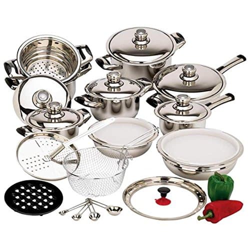 New 12 Element 28pc T304 Stainless Steel Waterless Cookware Set Pots & Pans