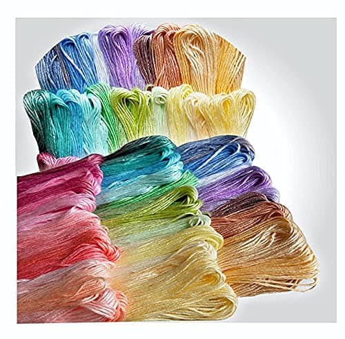 KRAFTO Cotton Embroidery Floss Skeins Cross Stitch Thread Friendship Bracelets Crafts Floss Light Shade 8M (Multicolor, Pack of (50)