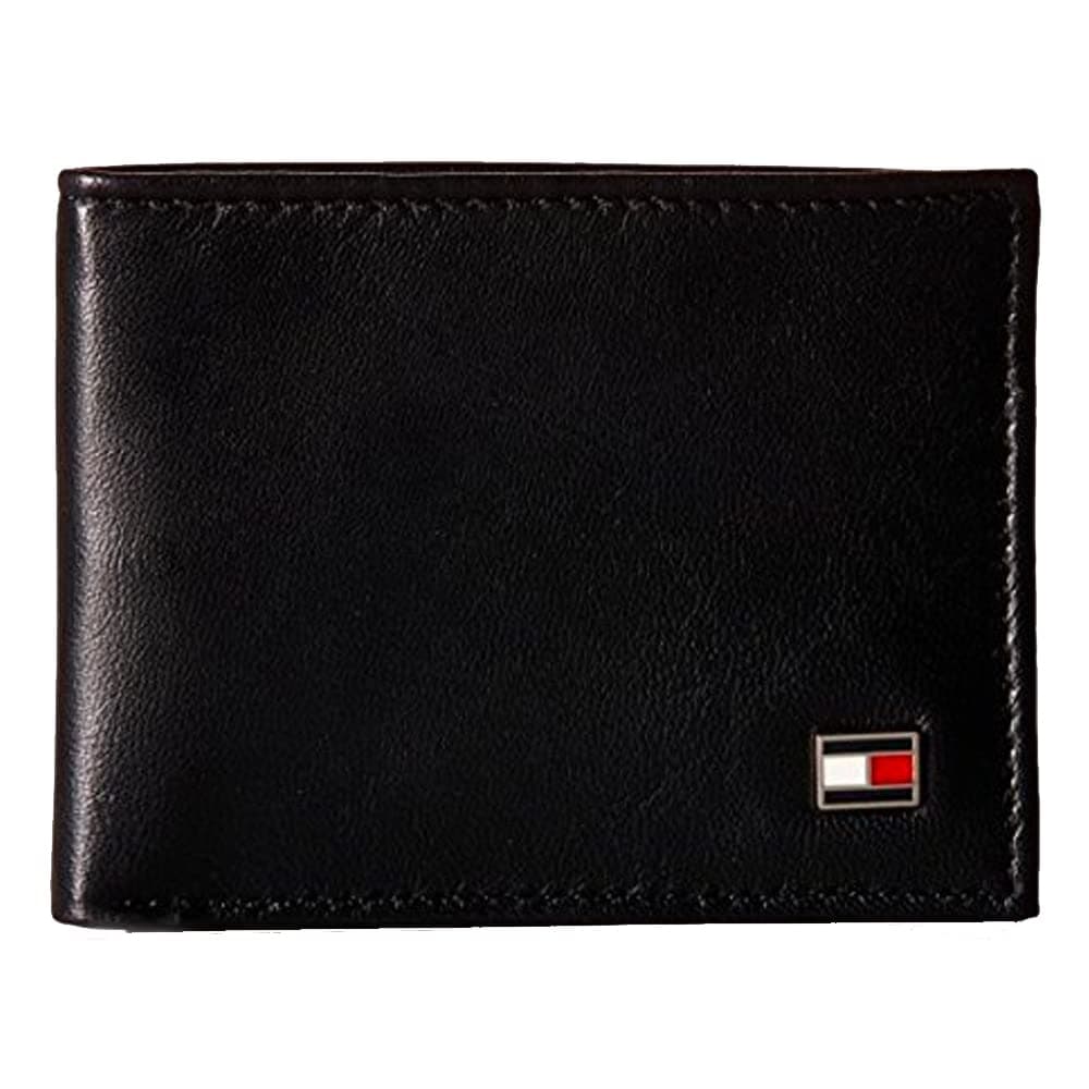 Tommy Hilfiger Men's Slim Leather Bifold Passcase Wallet with Removable ID Window