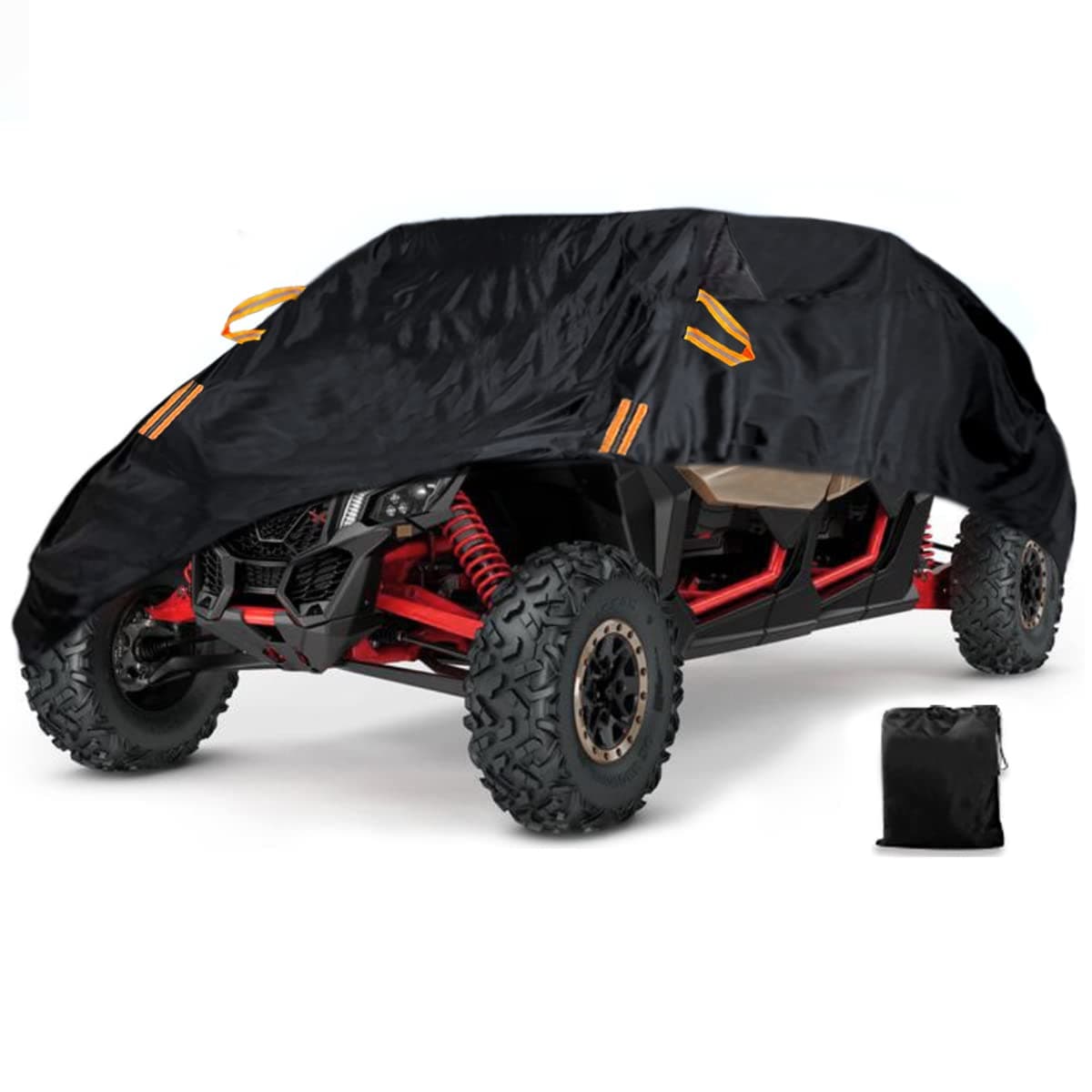 Macosy Waterproof UTV Cover, Heavy Duty Black Oxford Cloth All-Weather Protection UTV Cover for Polaris RZR PRO XP 4 Can-Am Maverick X3 Max Arctic Cat Textron 4-6 Seater
