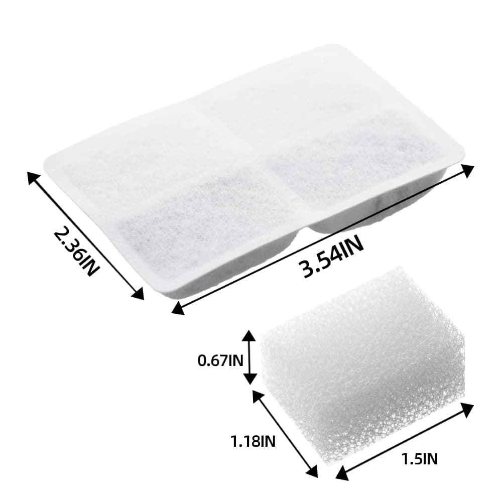 Carbon Replacement Filters for Cat and Dog Fountain, Premium Pet Water Fountain Dispenser Filters (10 Packs for Pure White)