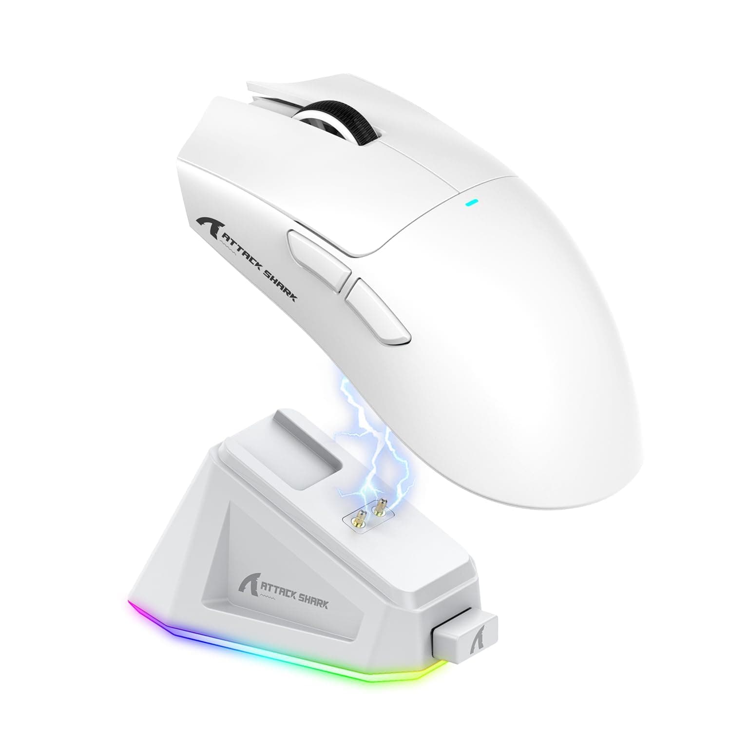 MAGIC-REFINER Attack Shark X11 59g Superlight Wireless Gaming Mouse with Magnetic RGB Charging Dock,BT/2.4G Wireless/Wired Mouse, 22000 DPI,5 Programmable Buttons for PC/Laptop/Mac(White)