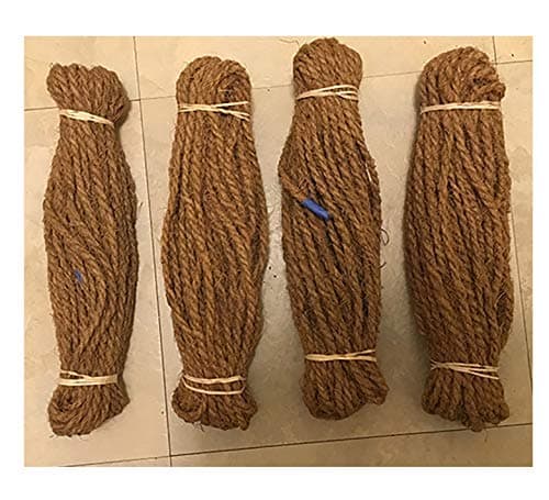 Garden Twine,Coconut Fiber Twine,(Coir Fiber Twine) Length 200 Feet (50 feet @ 4), Diameter 5 mm, 4 Hanks per Pack Premium Quality Machine Spun Coir Twine from Our Own Production