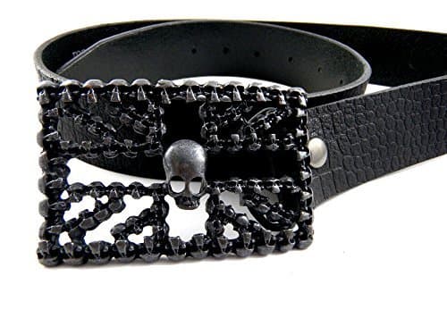 Tobacco Road Leather Belt Skull British Flag Buckle Belt Size: 38