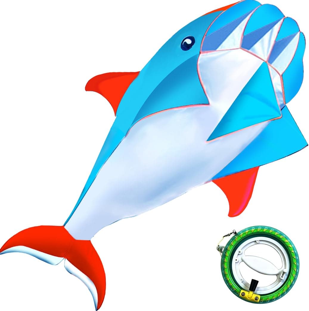 HENGDA KITE 3D Kite for Kids and Adults,Easy to Fly,Excellent Fabric and Structure Design,Huge Frameless Soft Parafoil Giant Whales Dolphins Kite