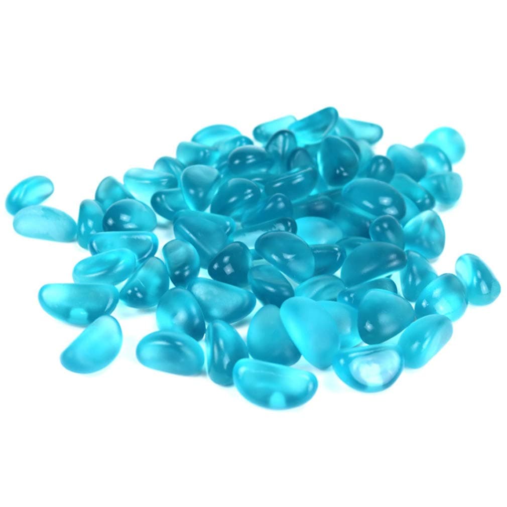 eWINNER Aquarium Glass Stones Decorative Marbles Pebbles - Freshwater Artificial Frosted Rocks Smooth Gems Beads Landscaping Fluorescent Fish Bowls Gravels for Tank Crafts Decor Vase Filler (Blue)