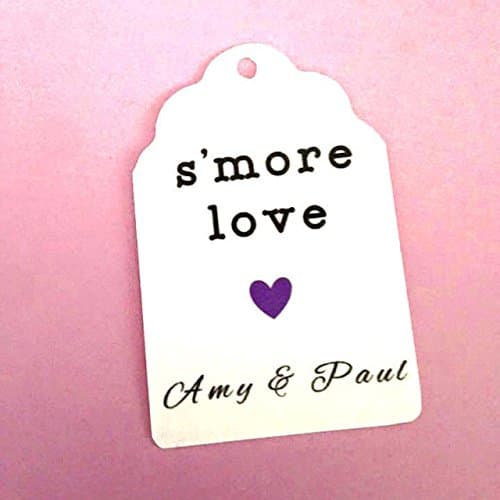 set of 24 - Smore Love Wedding Party Favors with custom name, heart , custom tags