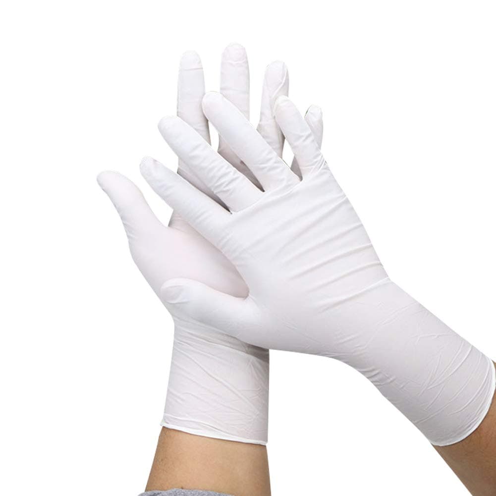 BATH CUBE Latex Medical Examination Disposable Powdered Hand Gloves (White, Small) -Set of 30 Pieces