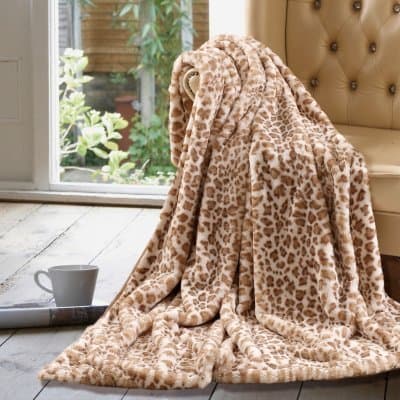 Oversized Luxury Leopard Faux Fur Throw Blanket 60 X 70