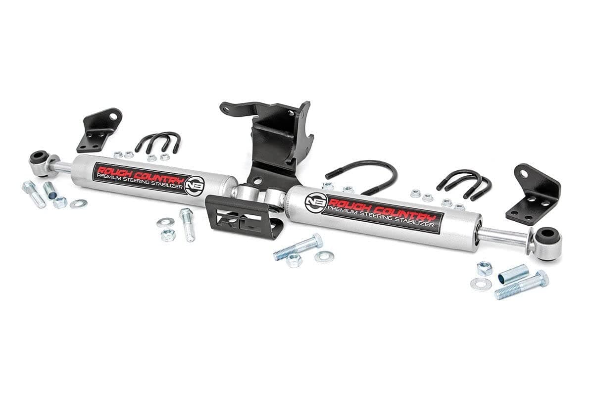Rough Country N3 Dual Steering Stabilizer | (fits) 2018-2020 Jeep Wrangler JL Gladiator JT | 2.5-Up of Lift | 87304