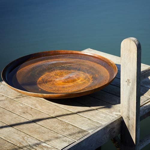 Corten Steel Curved Water Bowl - 1200mm Diameter x 210mm High