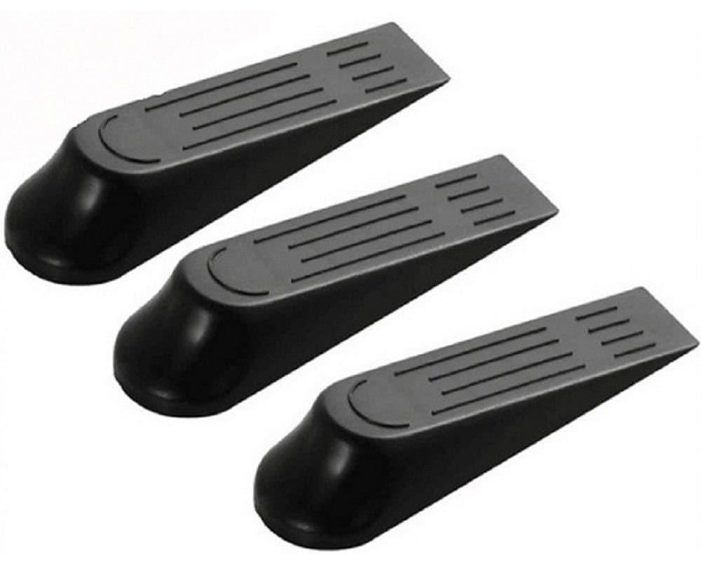 eMarkooz dkbees 3 X BLACK DOOR STOP STOPS STOPPERS WEDGE WEDGES JAM BLOCK HOME OFFICE