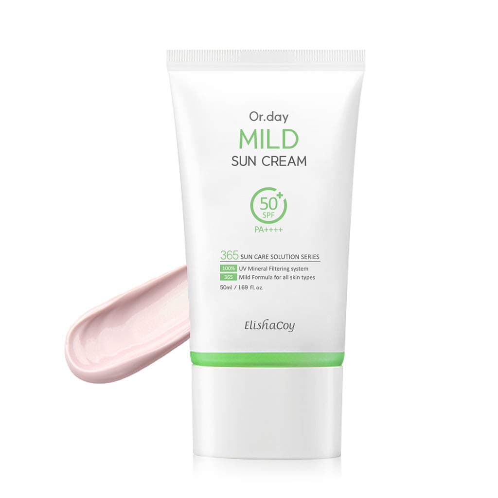 ELISHACOY Or.day Mild Sun Cream SPF50 PA++++ 50ml - Containing Pink Calamine Powder Oil & Sebum Control Sunblock Cream, Fresh and Light Finish with Stickiness, for Sensitive Skin