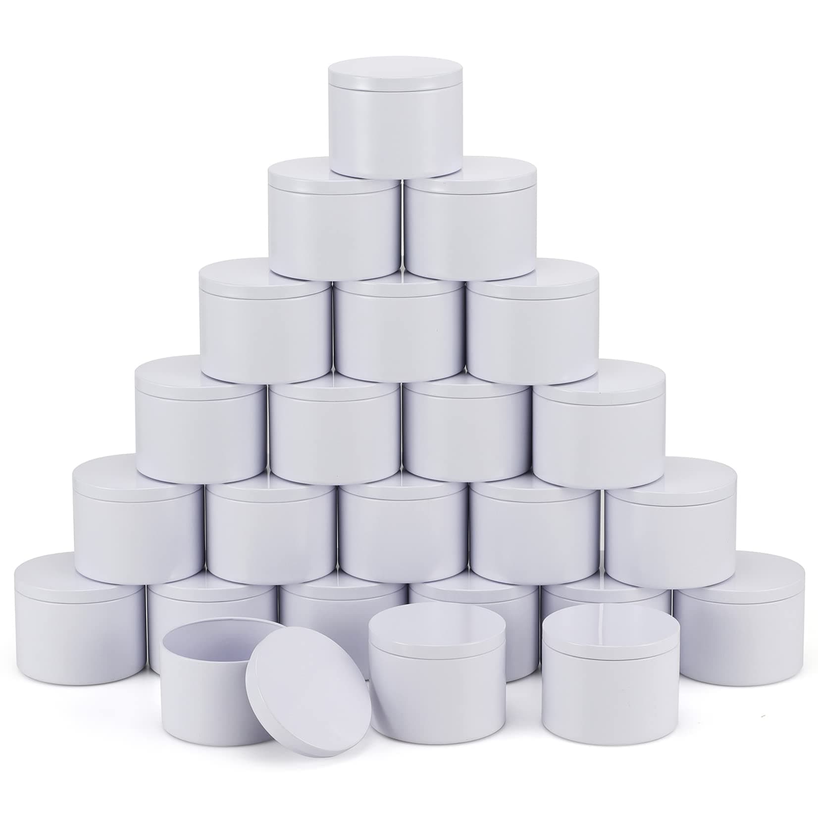 8oz Candle tins with lids,24 Pieces White Candle Jars,Bulk Candle tins for Making Candles,Candle Making Jars